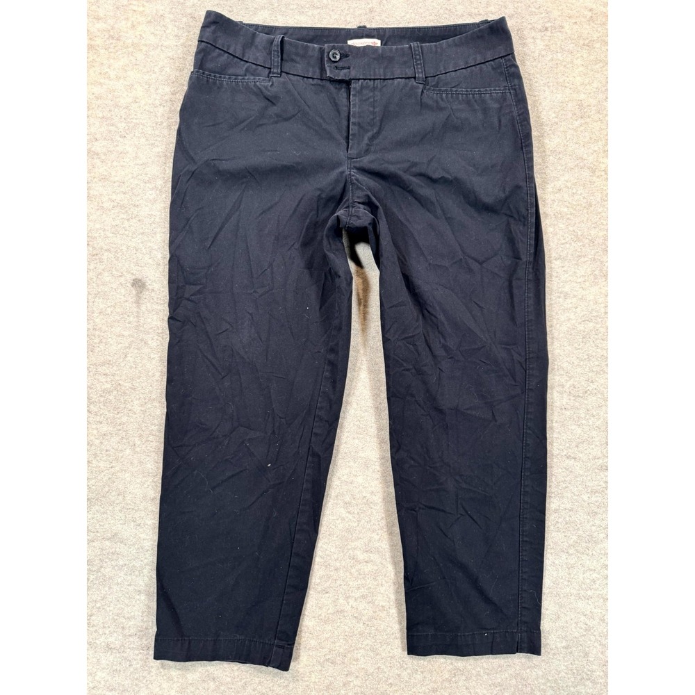Dockers Cropped Pants Womens 12 Black Cotton Relaxed Fit Flat Front Casual Wear